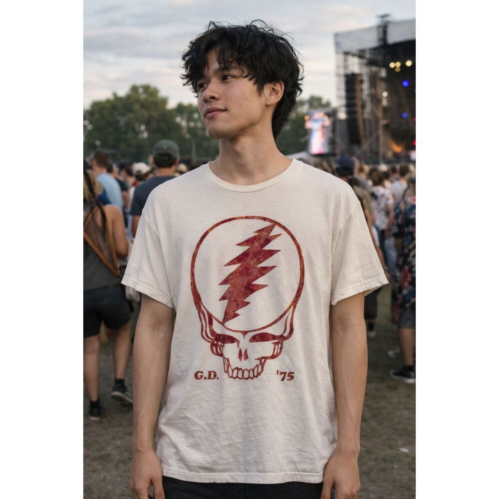 Grateful Dead Skull Tee Steal Your Face ’75 Distressed Graphic Shirt